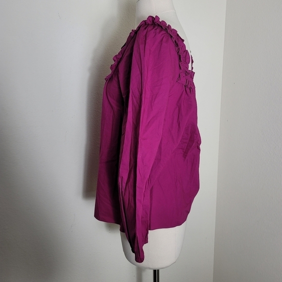 J. Crew Ruffle Penny Top Dark Peony - Picture 7 of 9